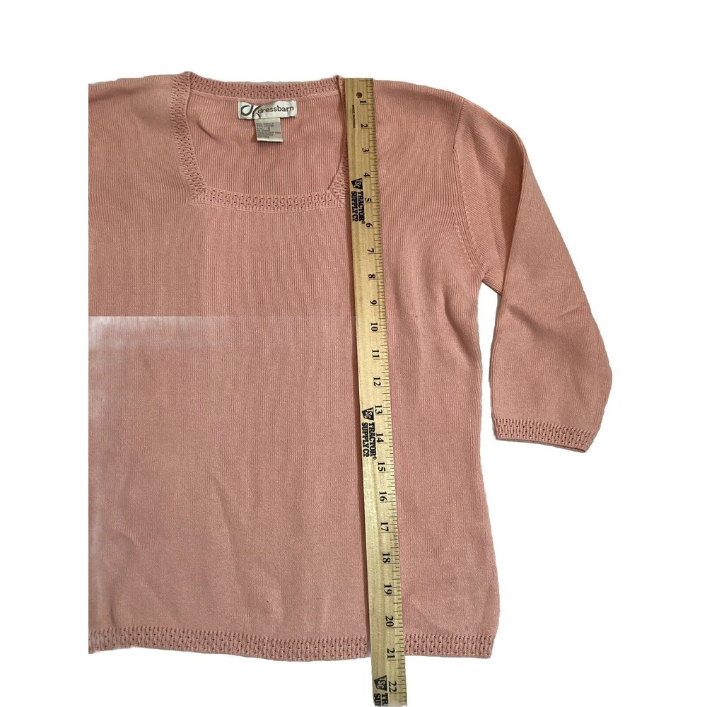 DRESSBARN True Pink Cotten Blend Delicate Pull Over Sweater 3/4 Sleeve Sz Small - Picture 4 of 11